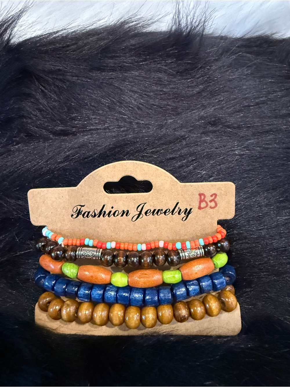 Fashion Jewelry Blue, Orange, Green and Brown Beaded Bracelet Set